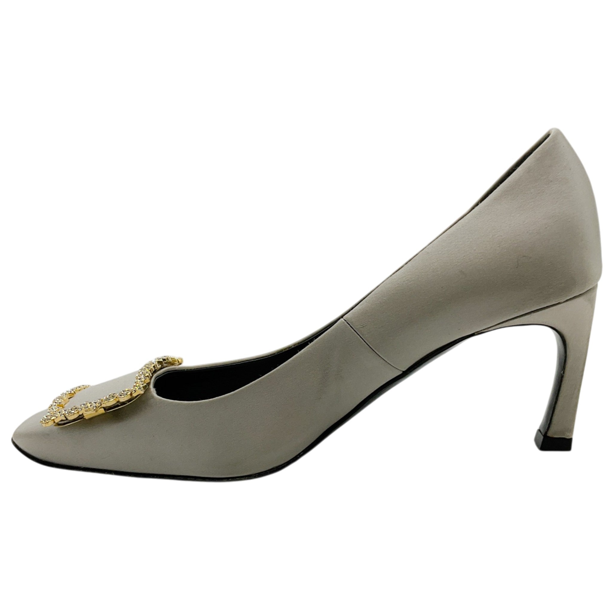 Roger Vivier Silver Satin Stella Trompette Pumps
