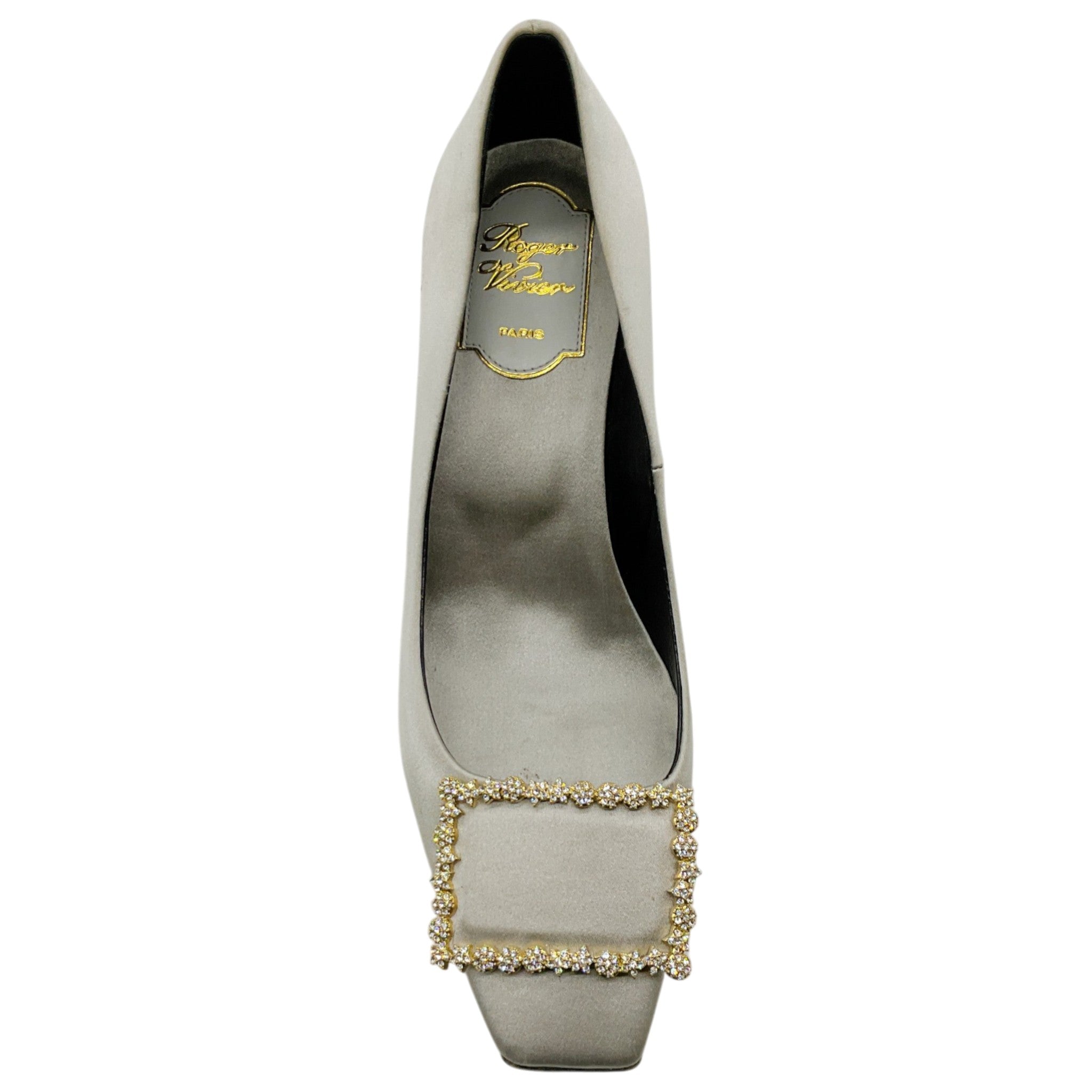 Roger Vivier Silver Satin Stella Trompette Pumps