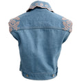 Load image into Gallery viewer, Paco Rabanne Blue Denim Vest with Pink Eyelet Detail
