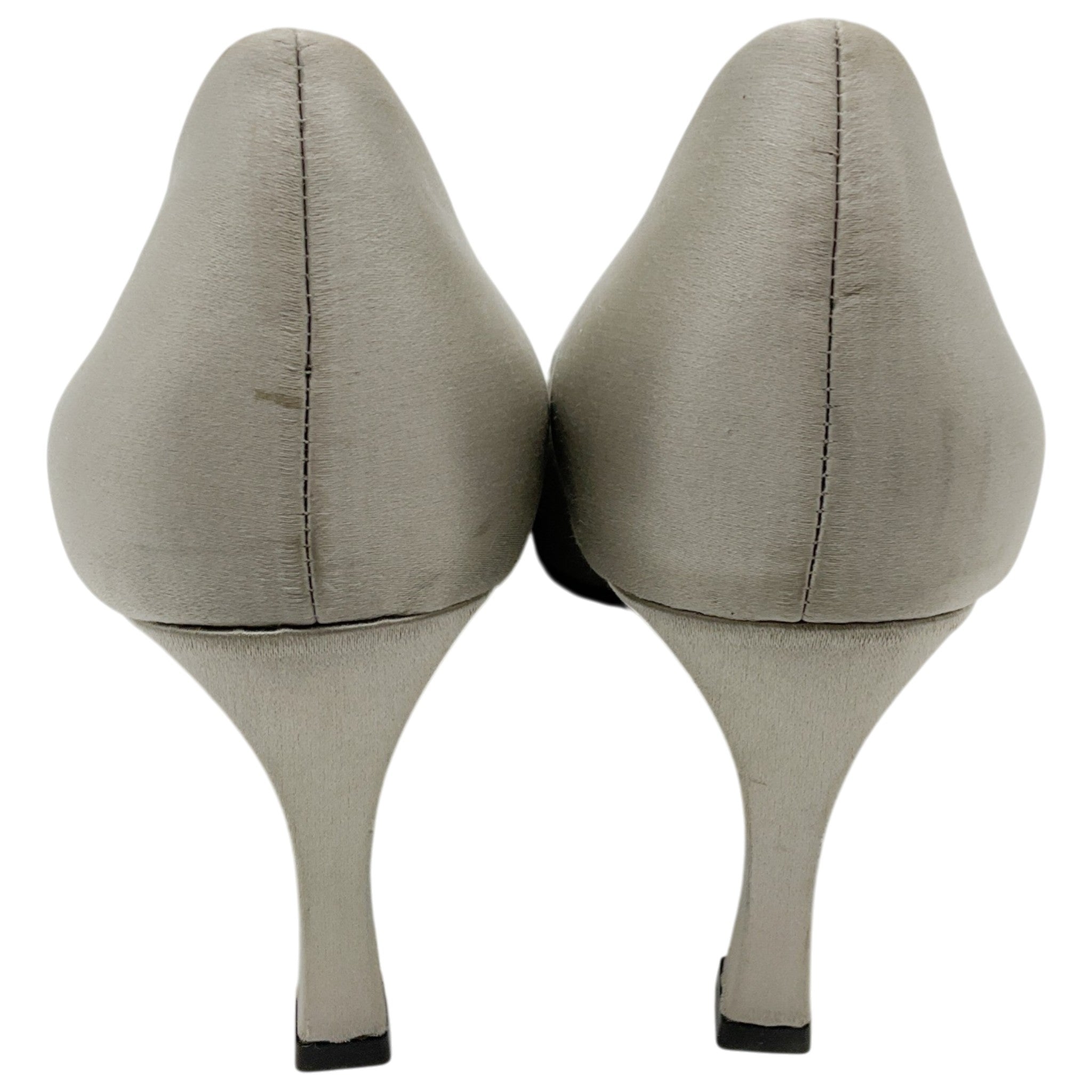 Roger Vivier Silver Satin Stella Trompette Pumps