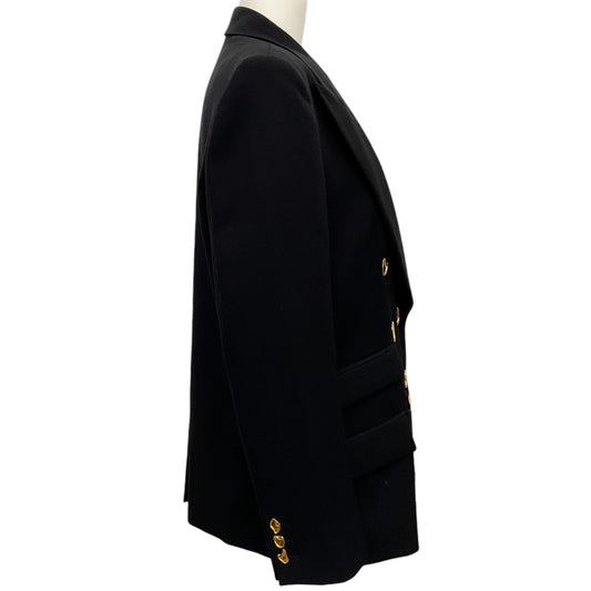 Moschino Couture Black Wool Blazer with Abstract Gold Buttons