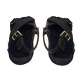 Load image into Gallery viewer, Marni Black Fussbett Shearling Lined Cross Strap Leather Slingback Sandals
