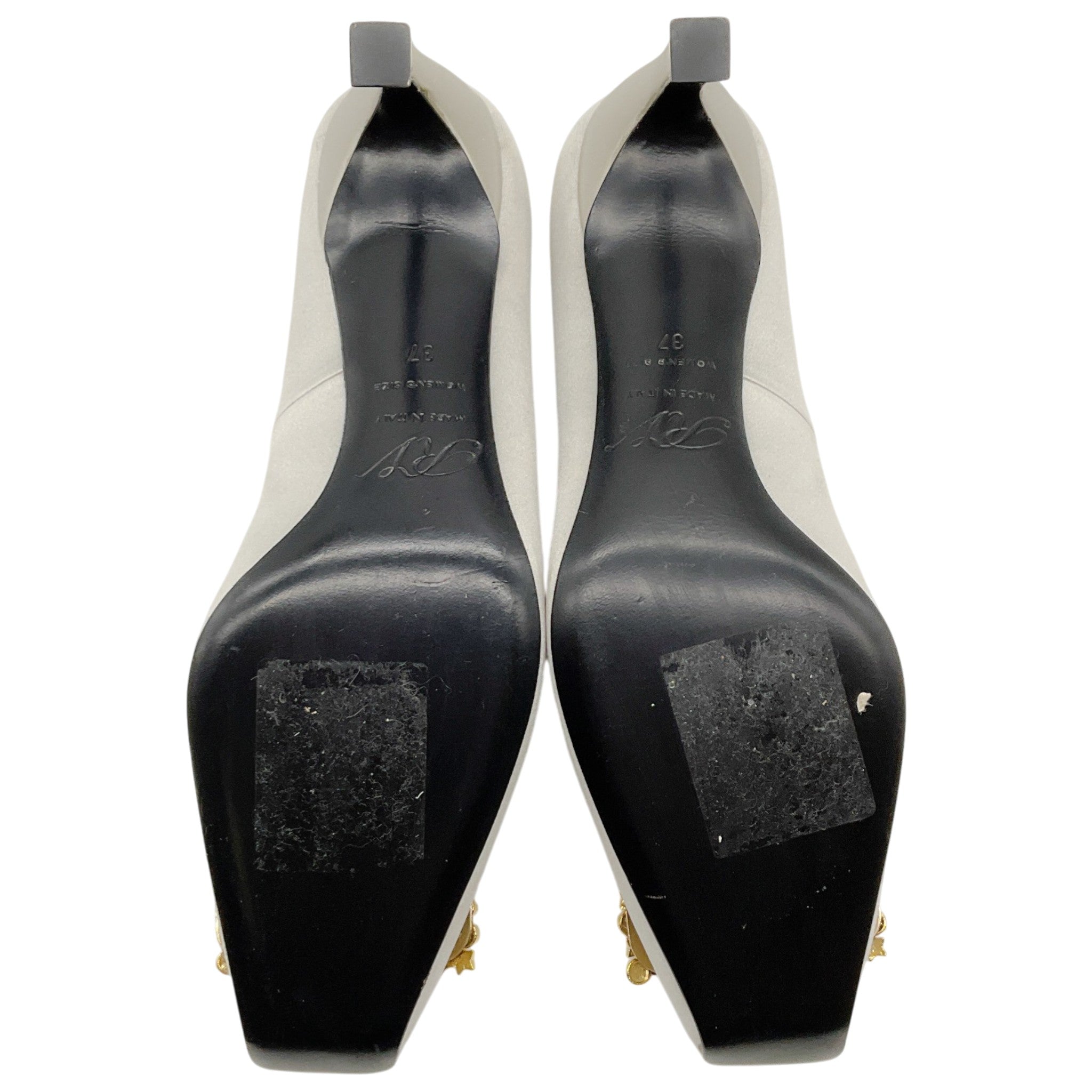 Roger Vivier Silver Satin Stella Trompette Pumps