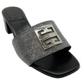 Load image into Gallery viewer, Givenchy Black / Silver Logo Slide Sandals with Crystal Embellishments

