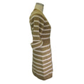 Load image into Gallery viewer, Chanel Tan / Ivory Striped Button-down Cashmere Knit Sweater Dress
