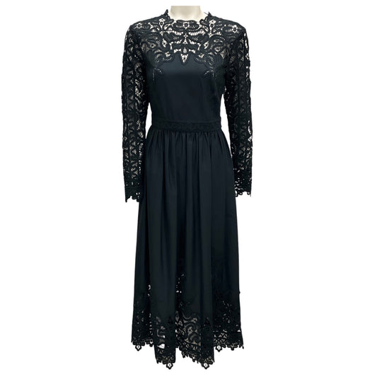 Ulla Johnson Black Lace Trim Maxi Dress