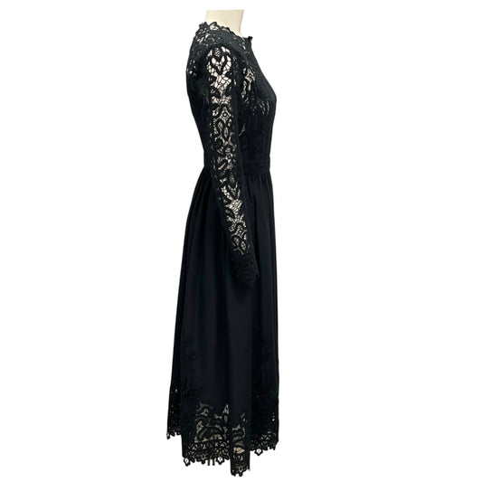 Ulla Johnson Black Lace Trim Maxi Dress