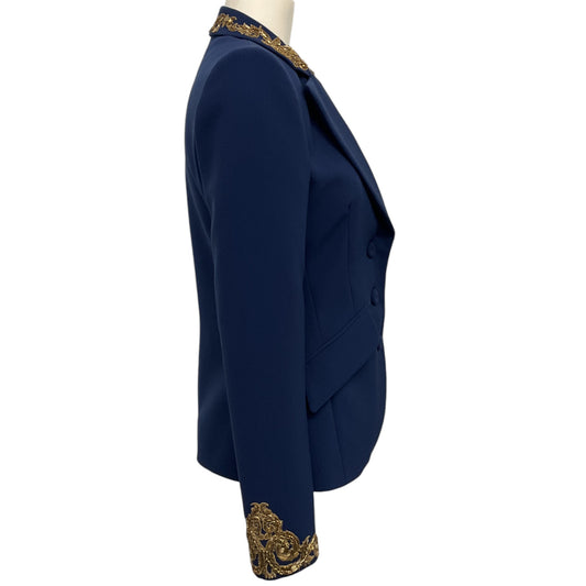 Moschino Couture Navy Blue Blazer with Gold Metal Embroidery