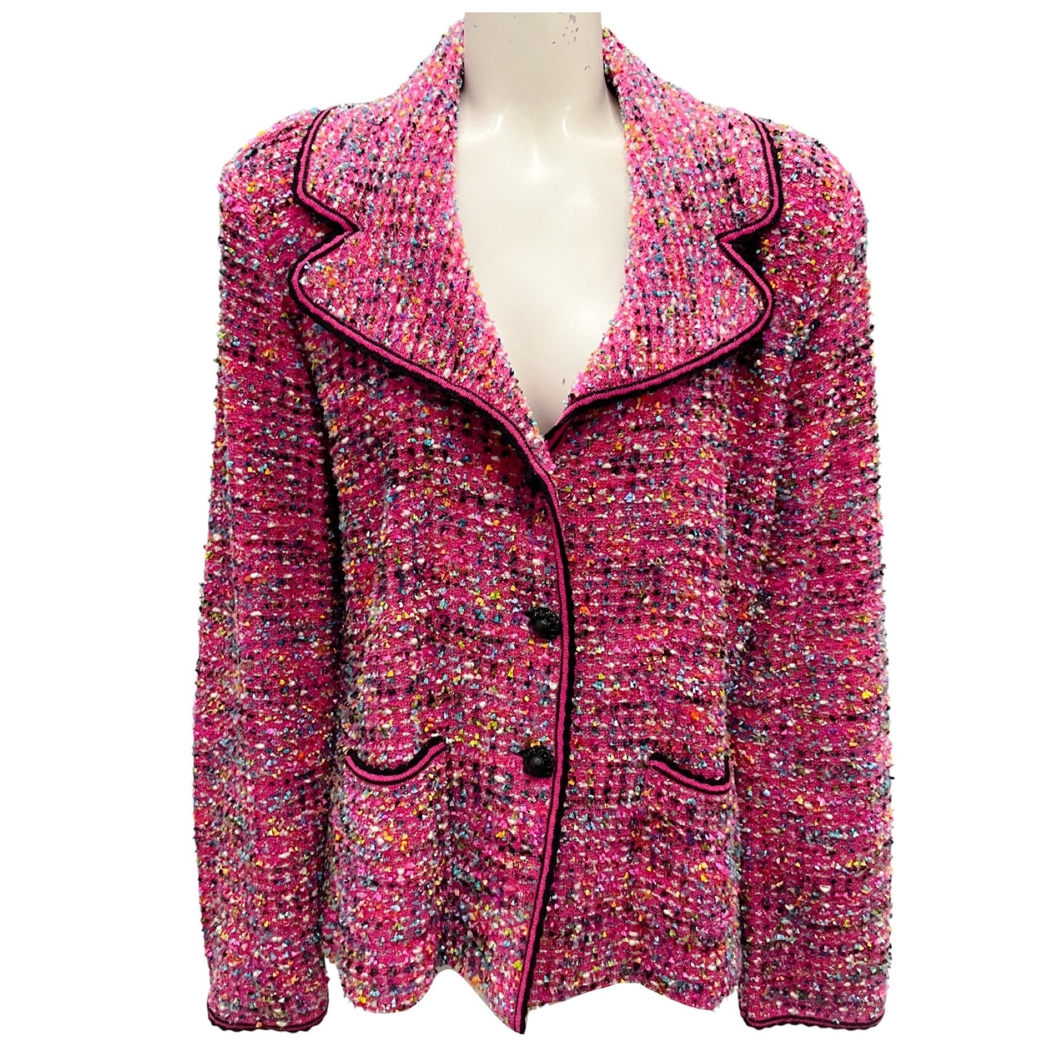 Escada Pink Multi Boucle Knit Jacket
