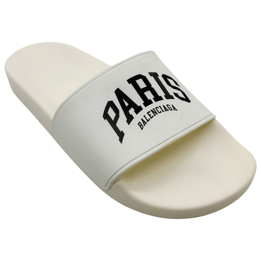 Balenciaga White Paris Pool Slides
