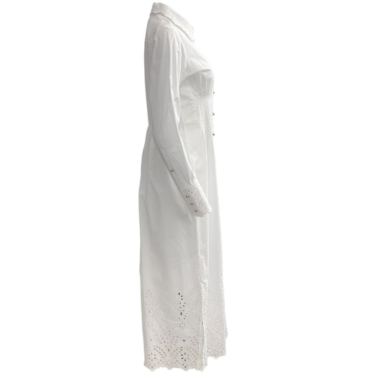 Paco Rabanne White Cotton Eyelet Dress