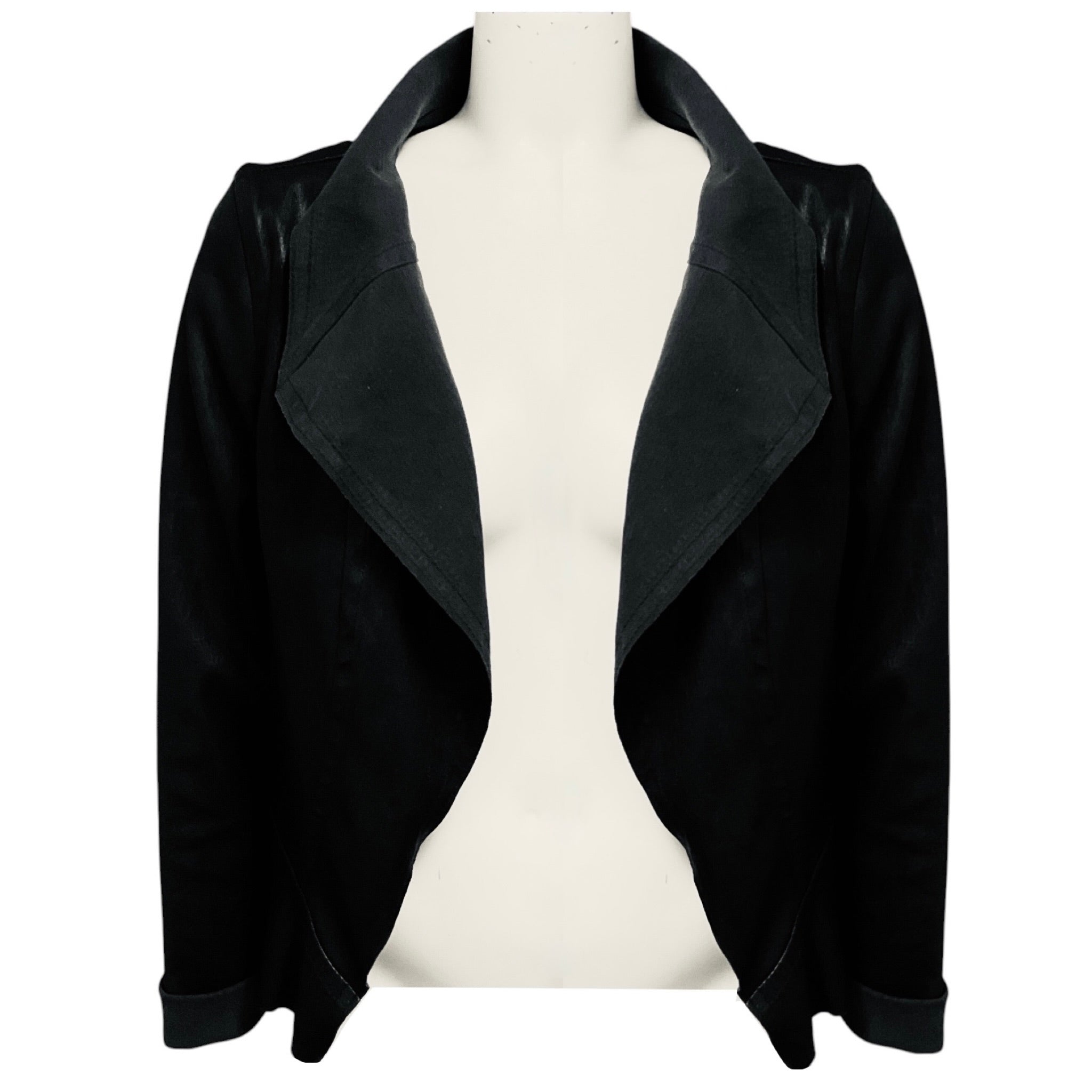 Karolina Zmarlak Black Lambskin Leather Open Front Jacket
