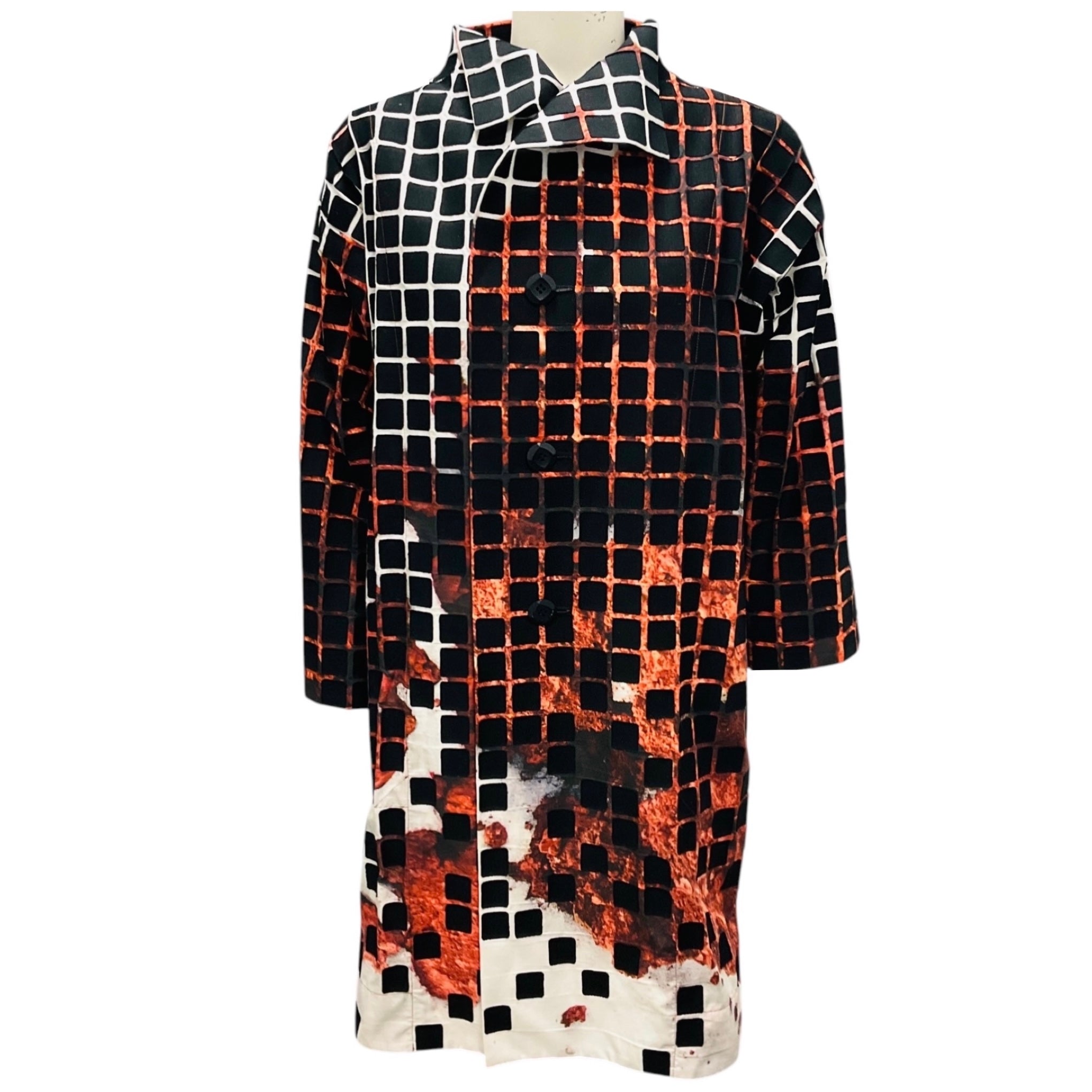 Issey Miyake White / Rust Spectrum Cube Coat
