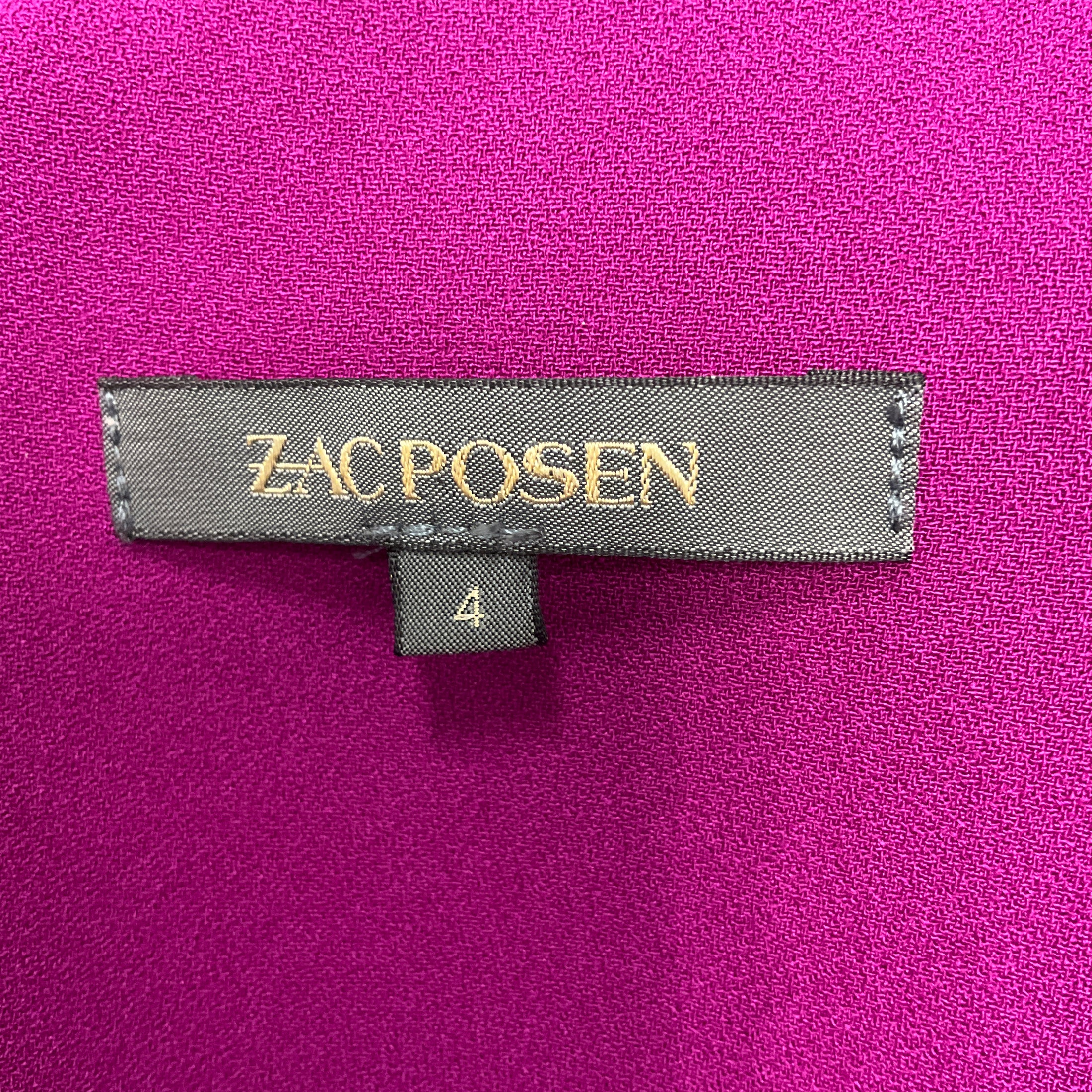 Zac Posen Magenta Sweetheart Neckline Crepe Cocktail Dress