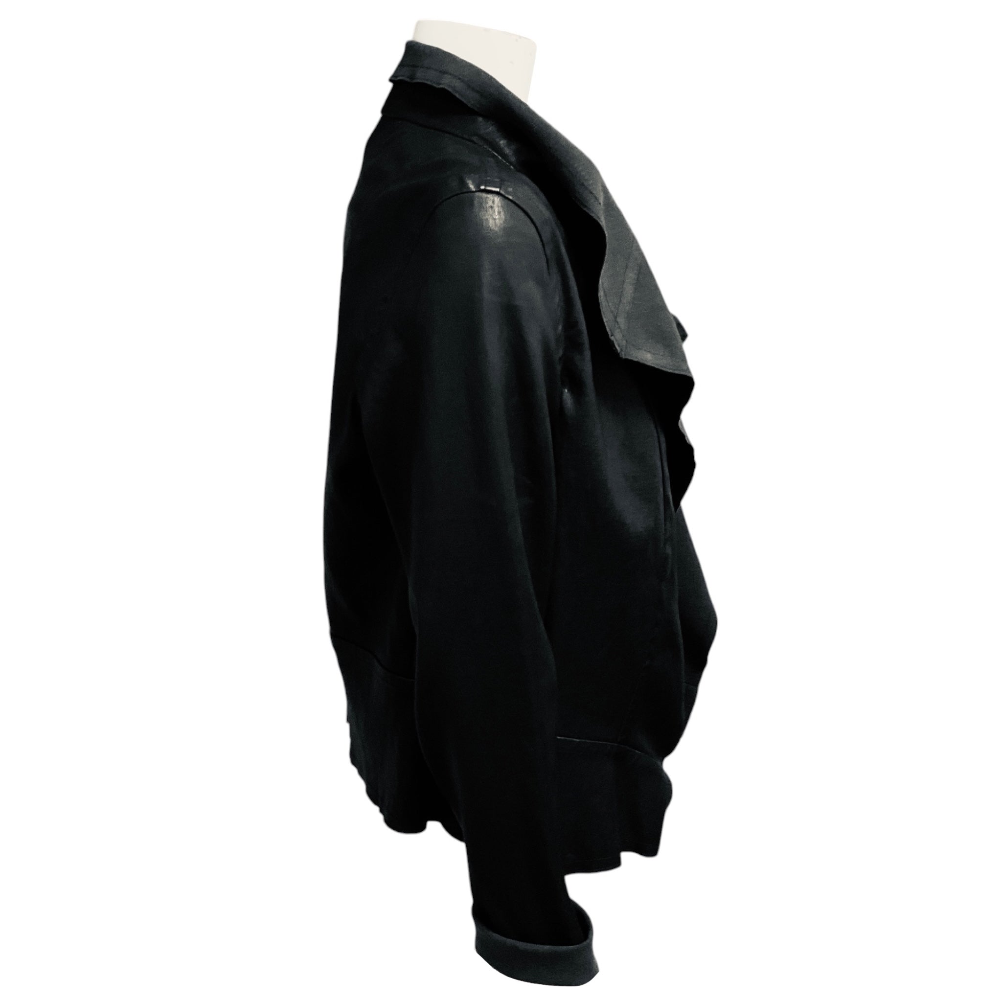 Karolina Zmarlak Black Lambskin Leather Open Front Jacket
