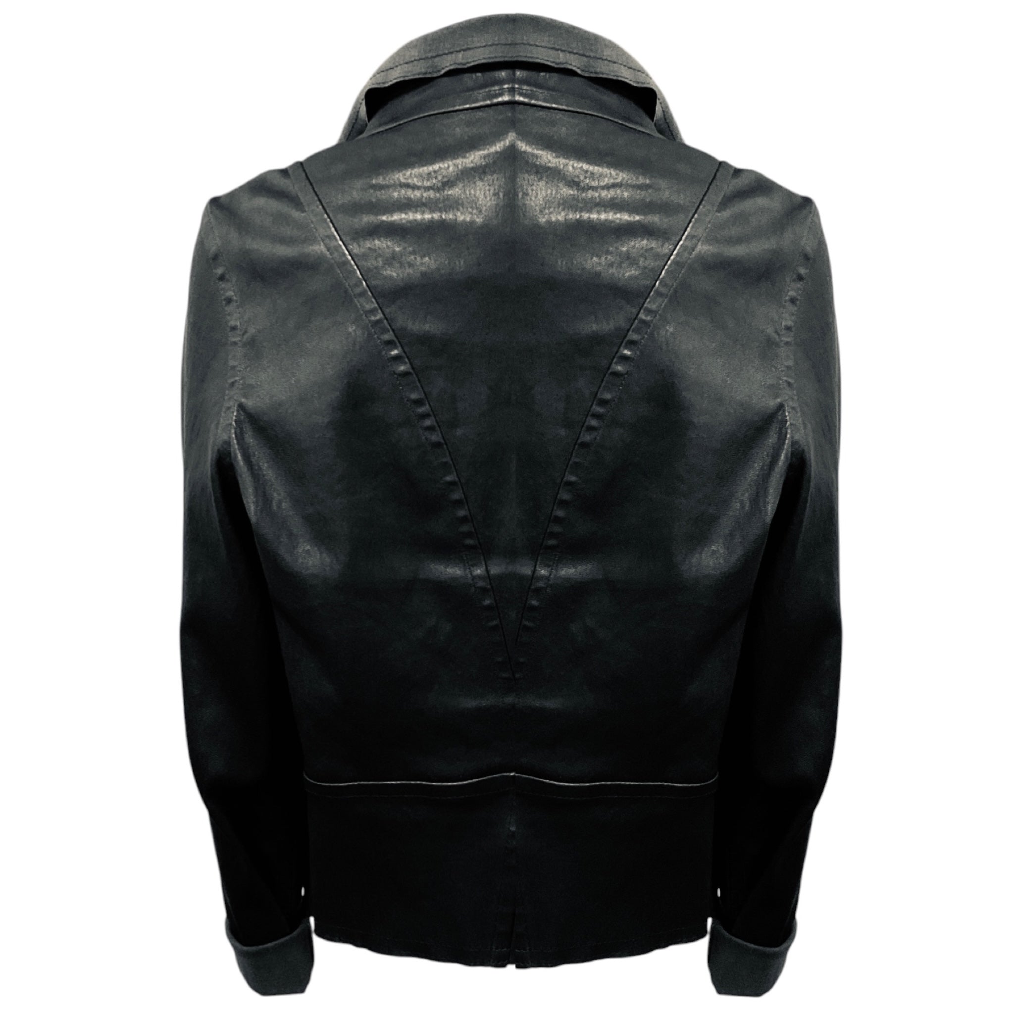 Karolina Zmarlak Black Lambskin Leather Open Front Jacket