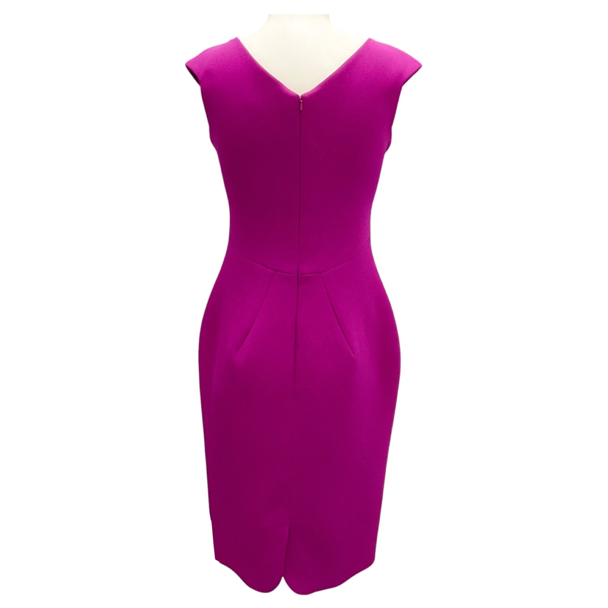 Zac Posen Magenta Sweetheart Neckline Crepe Cocktail Dress