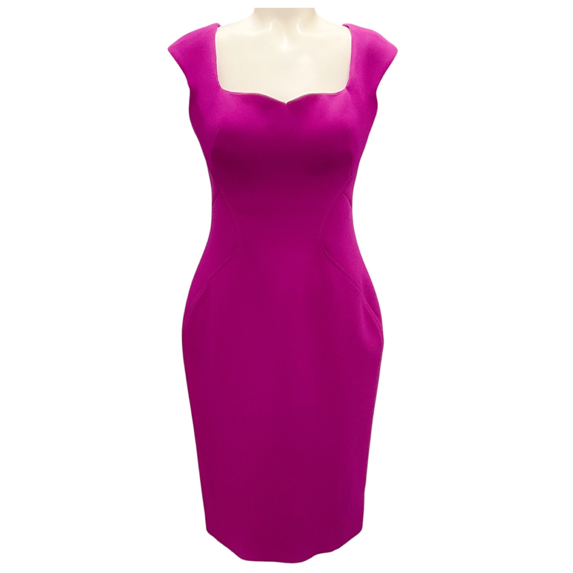 Zac Posen Magenta Sweetheart Neckline Crepe Cocktail Dress
