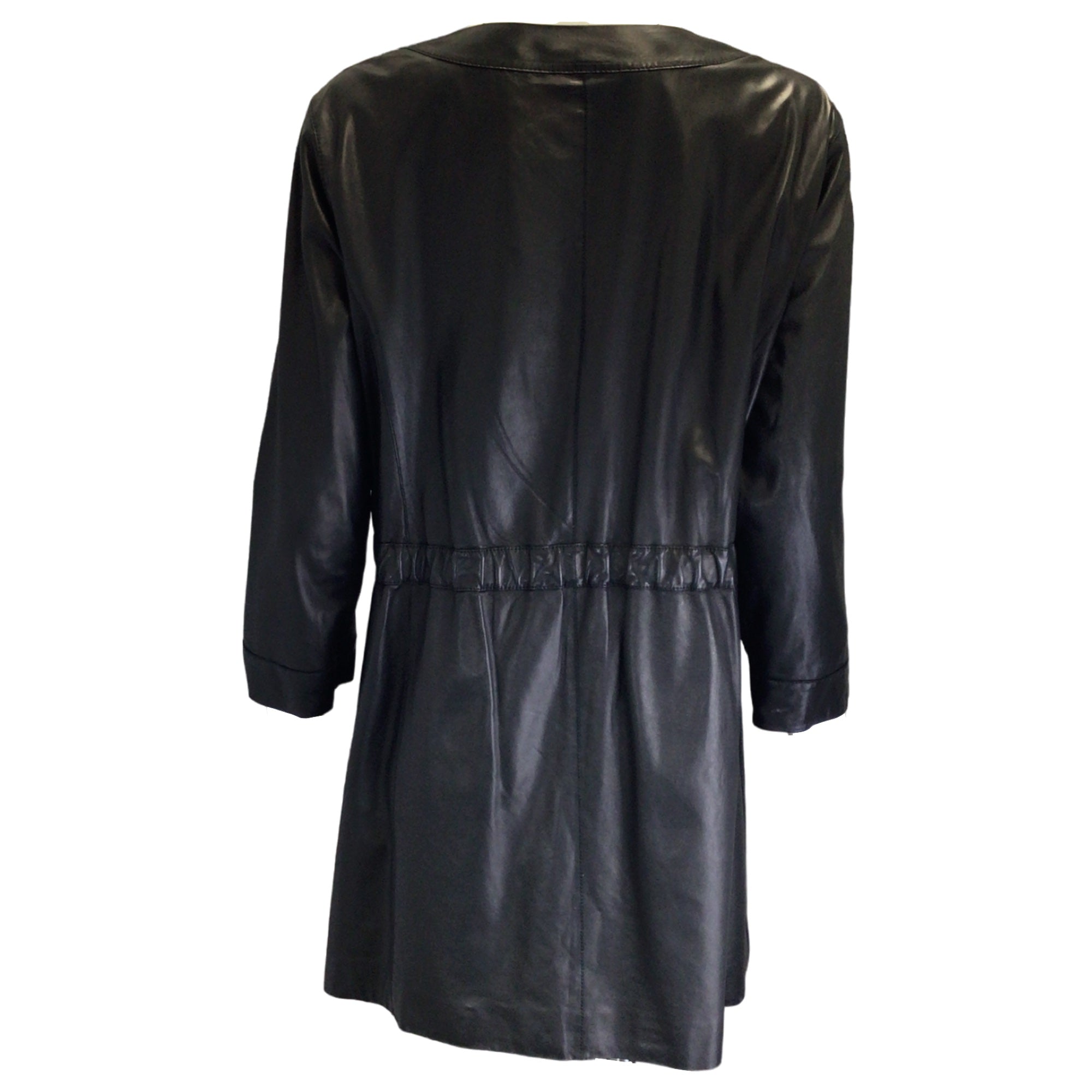 Lafayette 148 New York Black Tie-Front Leather Jacket