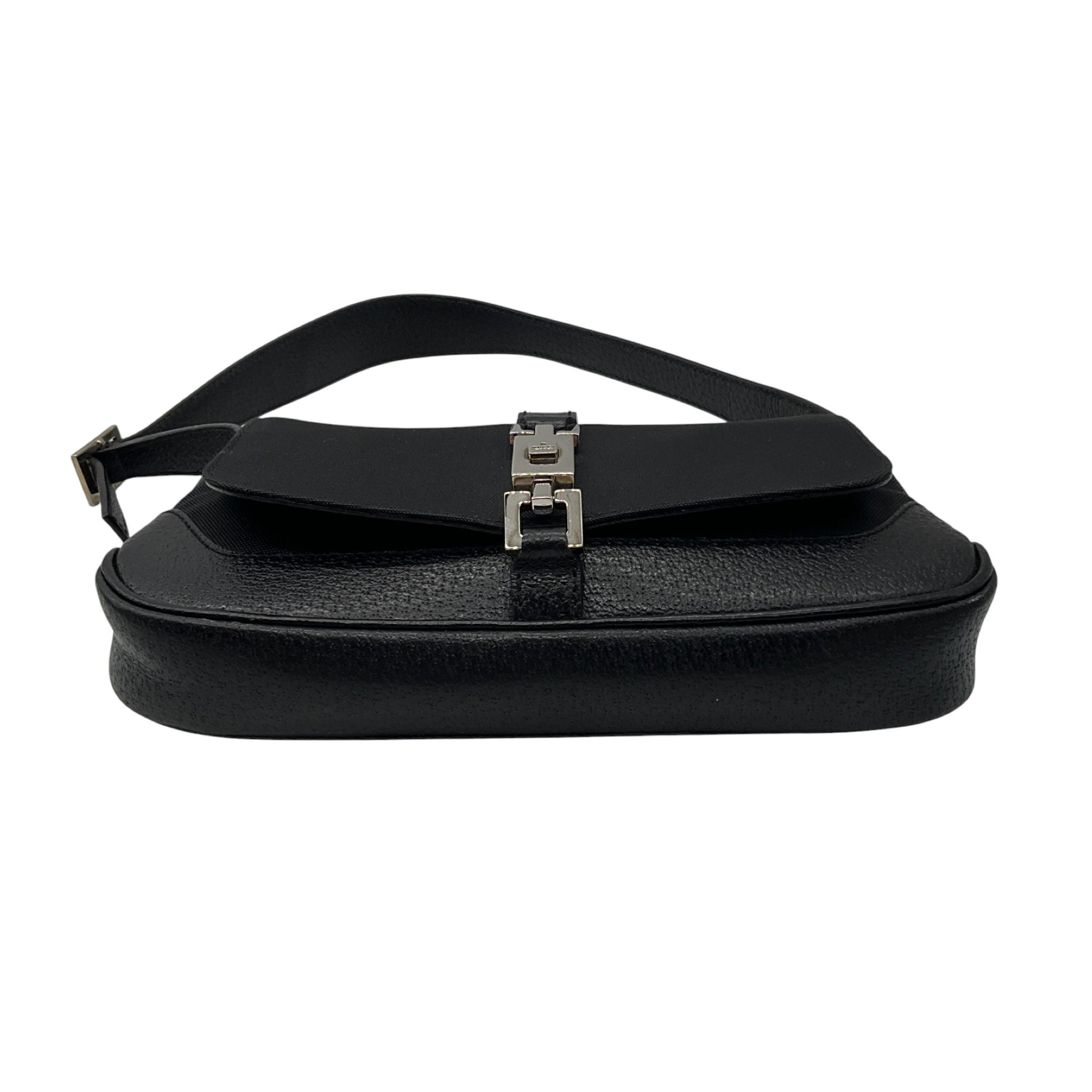 Gucci Black Small Leather and Tessuto Shoulder Bag