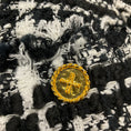 Load image into Gallery viewer, Edward Achour Black / White Fringed Tweed Coat with Gold Buttons
