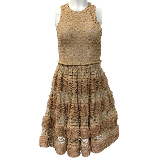 Alaia Gold Metallic Ruffle Sleeveless Dress
