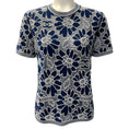 Load image into Gallery viewer, Chanel Navy Blue / White Floral Knit Top
