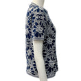 Load image into Gallery viewer, Chanel Navy Blue / White Floral Knit Top
