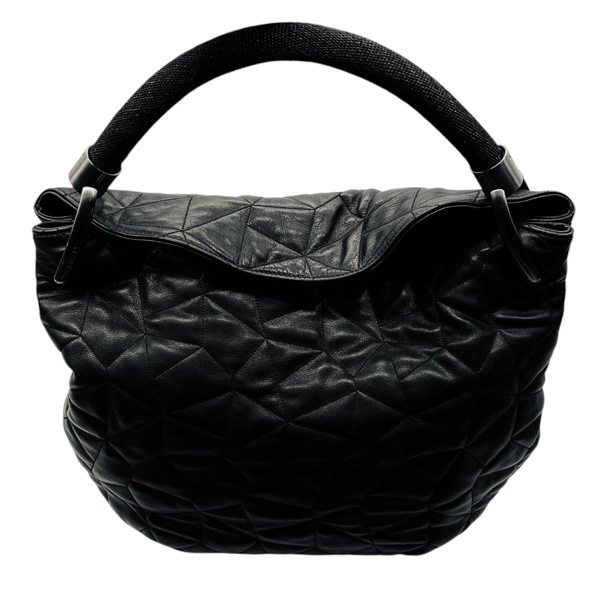 Akris Black Quilted Leather Hobo Shoulder Bag