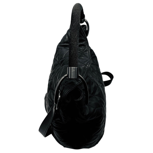 Akris Black Quilted Leather Hobo Shoulder Bag