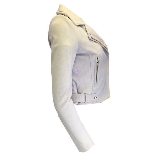 IRO Lavender Luigaspen Moto Zip Lamb Suede Leather Jacket