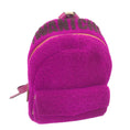 Load image into Gallery viewer, Jimmy Choo Cassie Magenta / Grape I Want Choo Logo Intarsia Sherling Backpack
