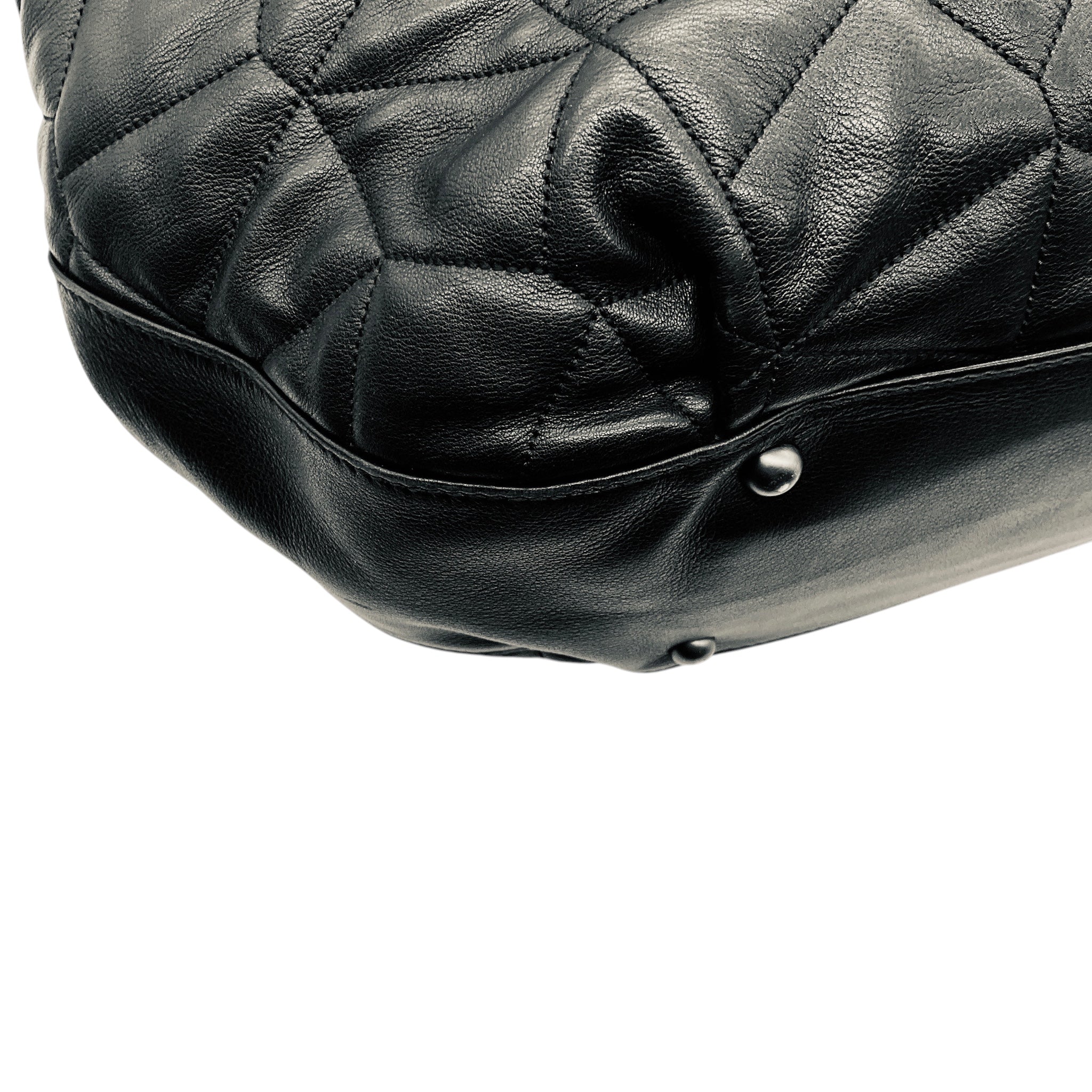 Akris Black Quilted Leather Hobo Shoulder Bag