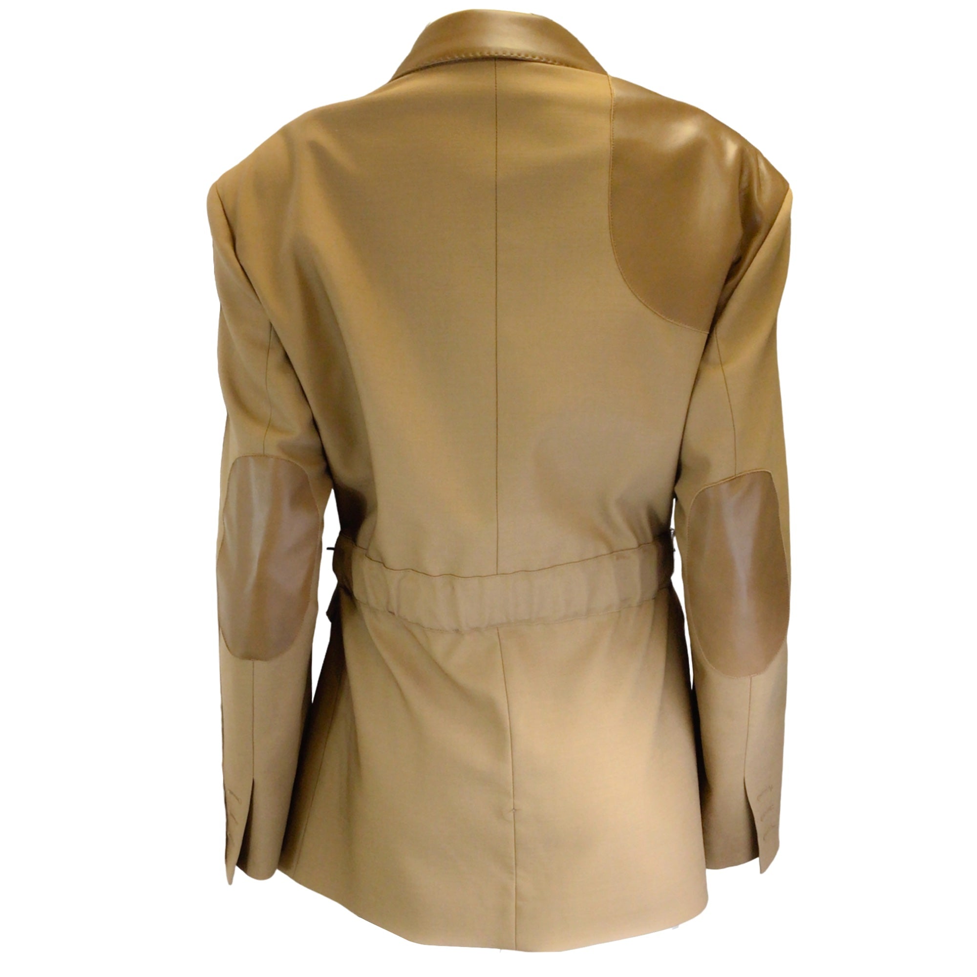 Peter Do x BR Khaki Lambskin Leather Trimmed Tuxedo Utility Blazer