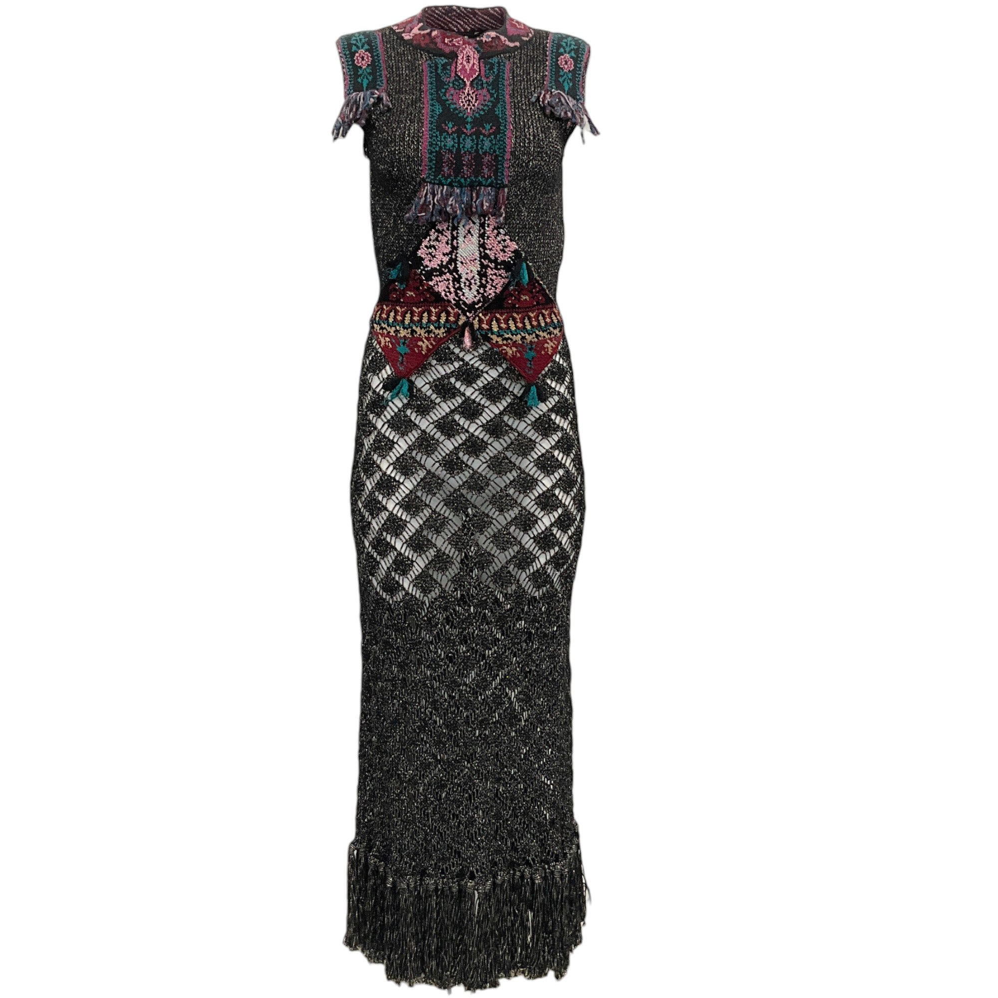 Etro Black Multi Knit Maxi Dress