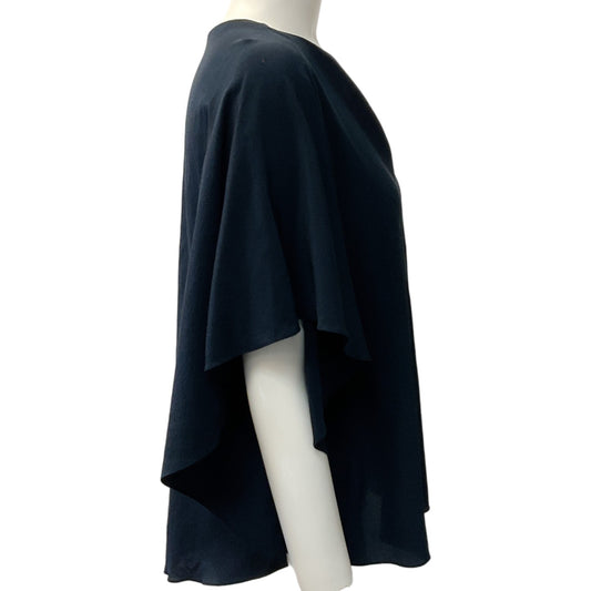 Hermes Navy Blue Silk Flutter Sleeve Drape Top