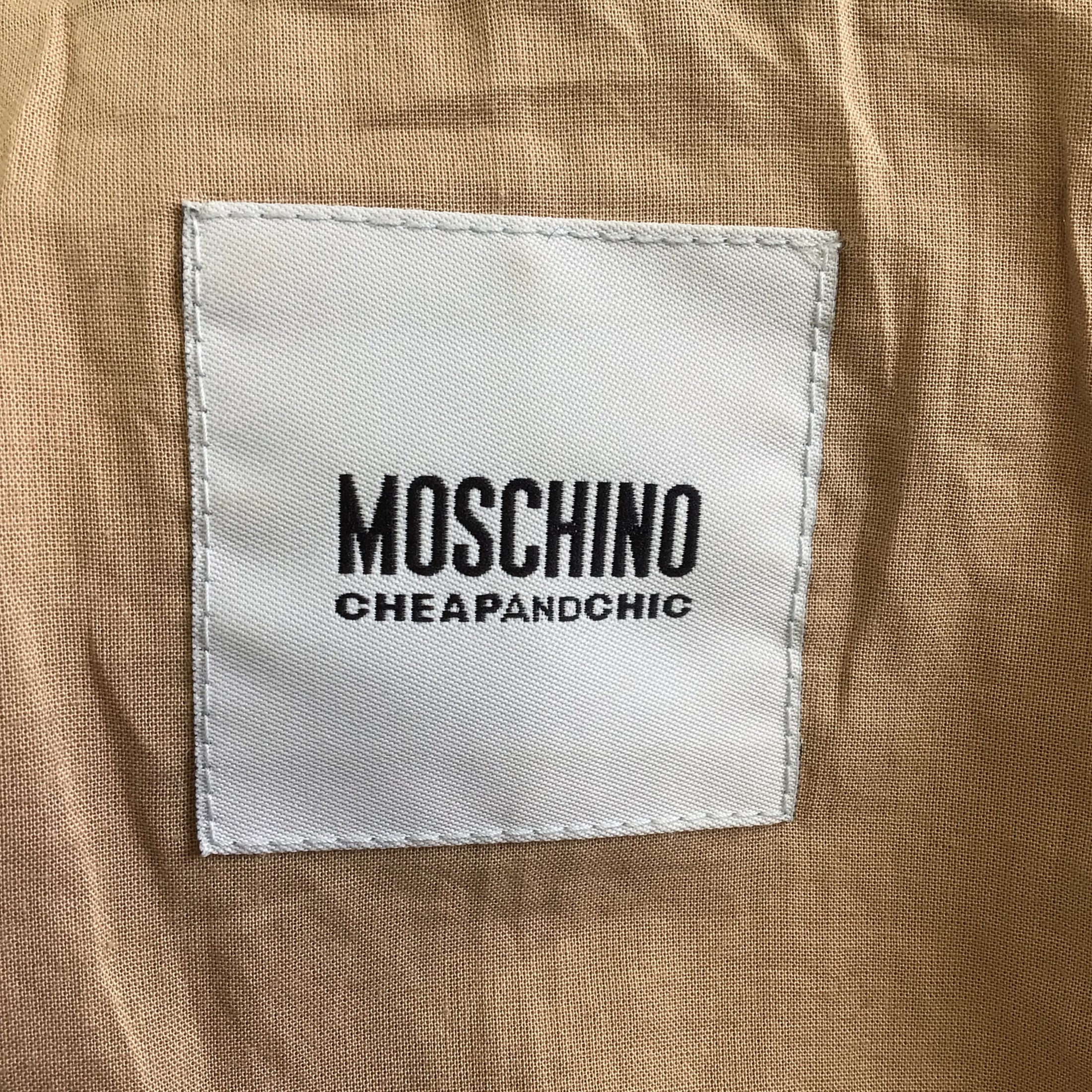 Moschino Cheap and Chic Tan Moto Zip Sheepskin Leather Jacket