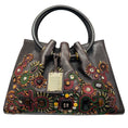 Load image into Gallery viewer, Oscar de la Renta Brown Multi Beaded and Stone Embellished Leather Handbag
