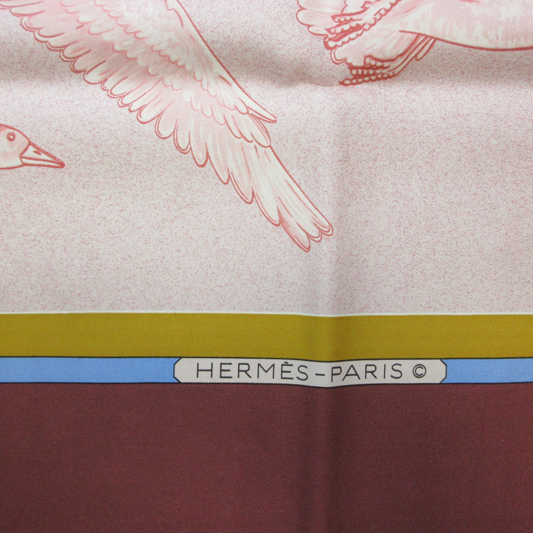 Hermes Burgundy Multi Oiseaux Migrateurs Square Silk Twill Scarf