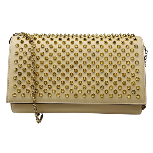 Christian Louboutin Beige Leather Spiked Paloma Clutch
