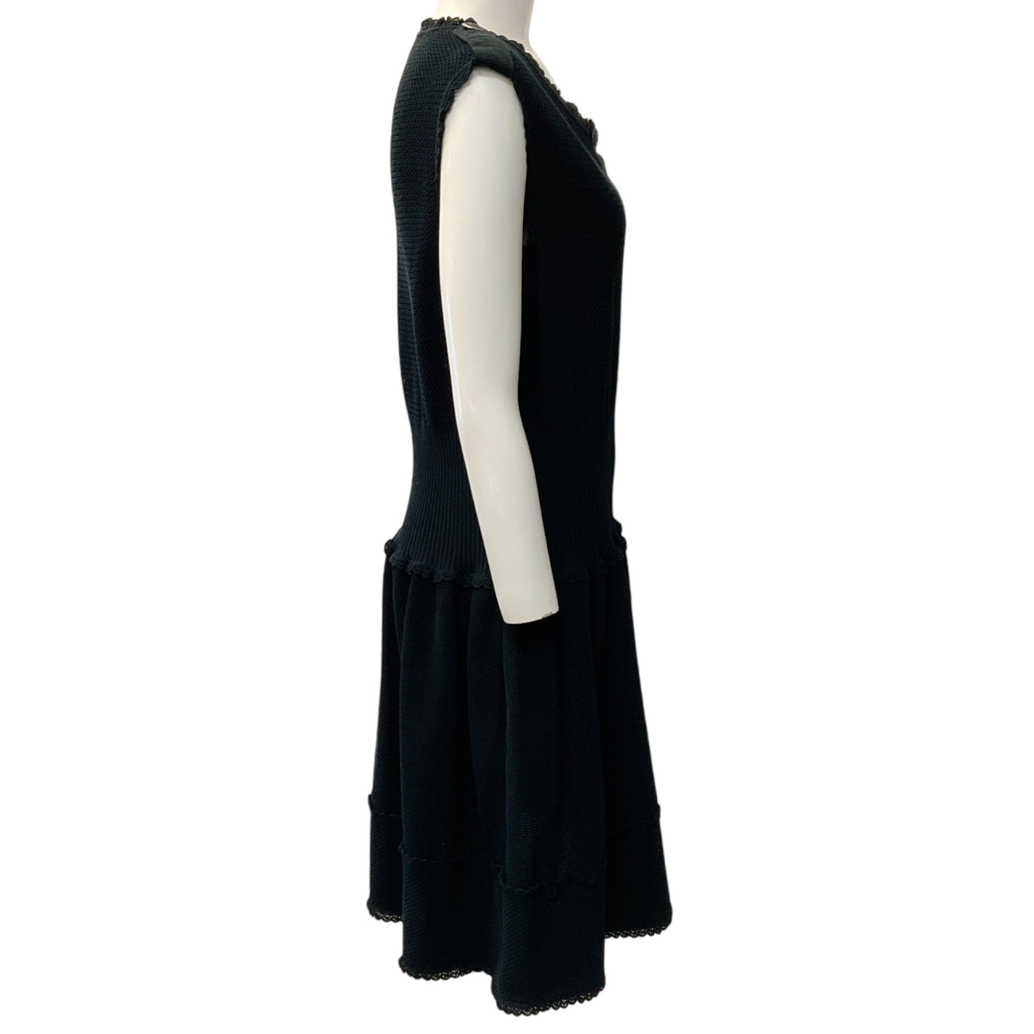 Chanel Black Cotton Crochet Flounce Dress