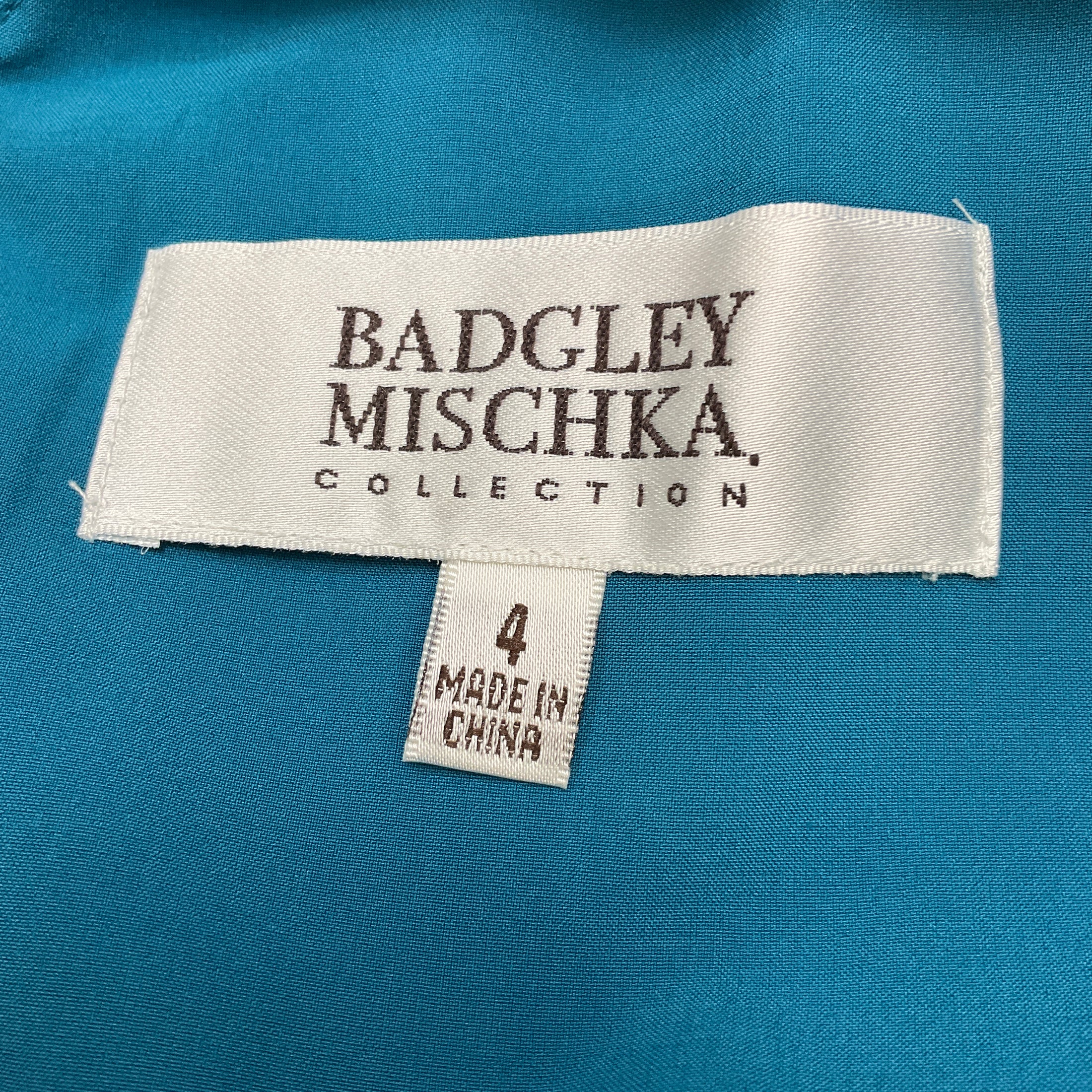 Badgley Mischka Aqua Marine Satin Cocktail Dress