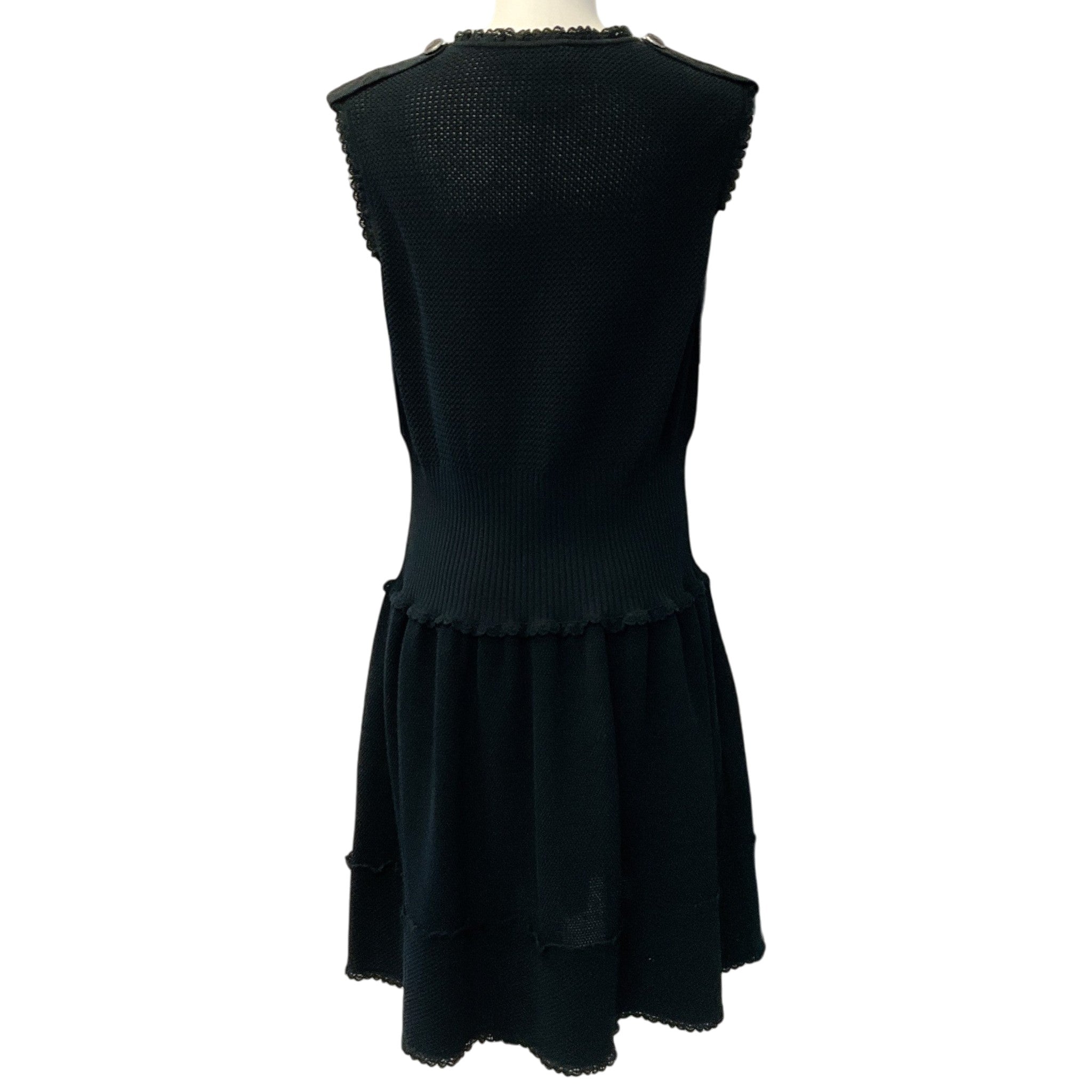 Chanel Black Cotton Crochet Flounce Dress