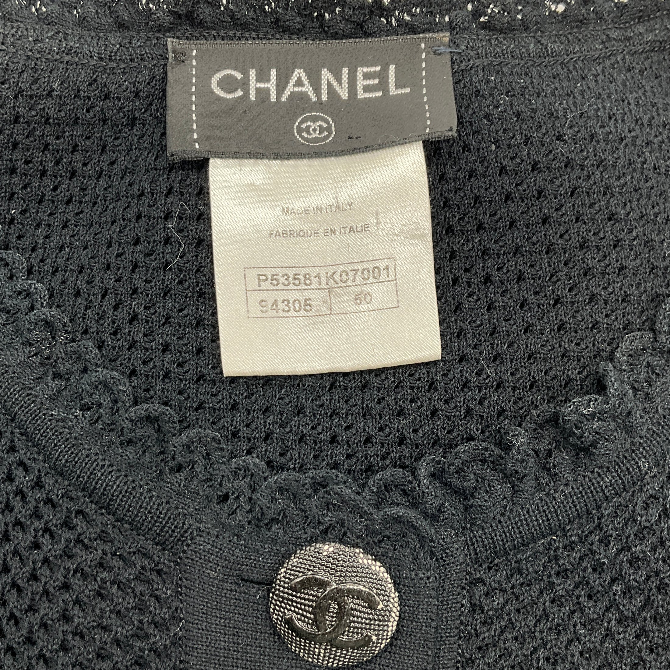 Chanel Black Cotton Crochet Flounce Dress
