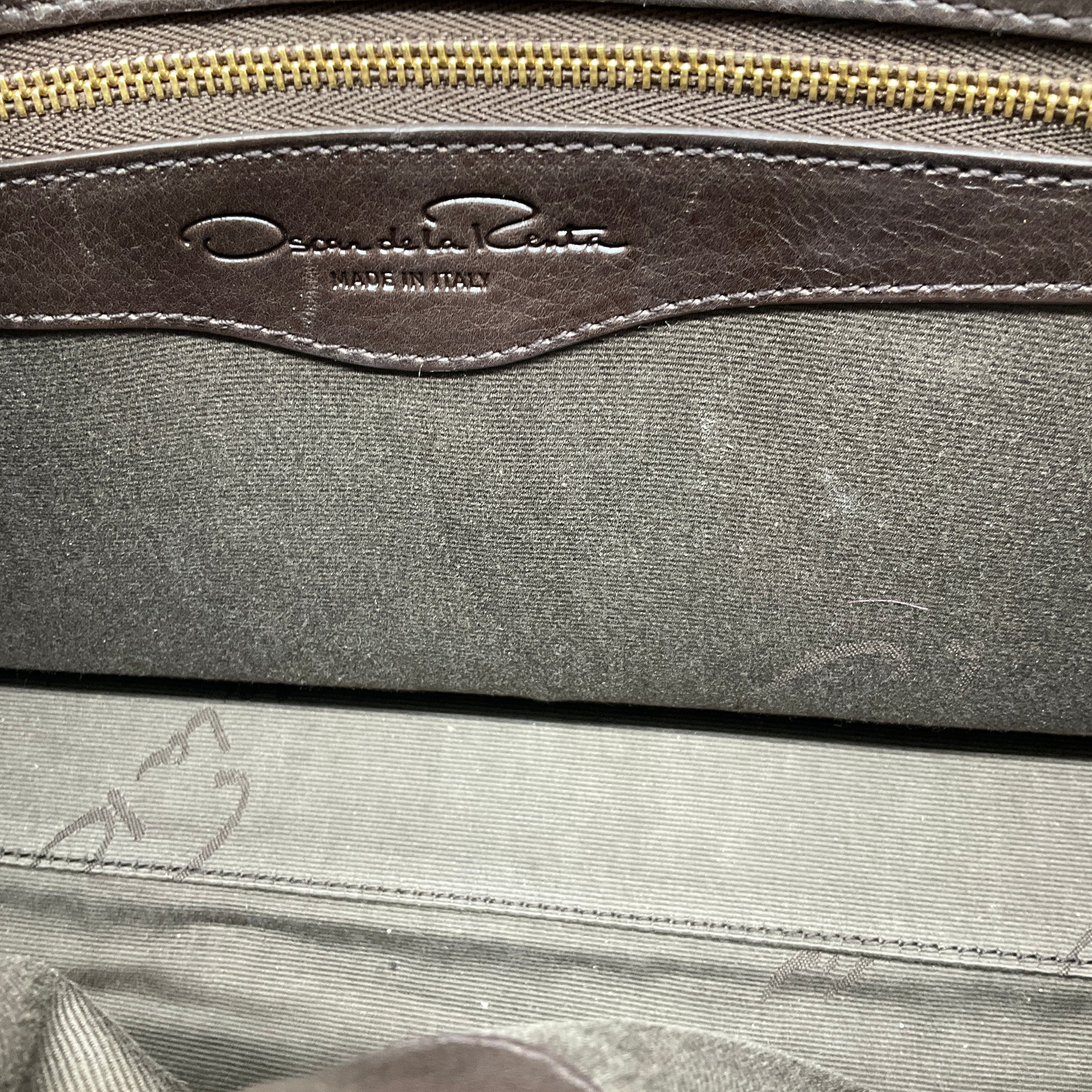 Oscar de la Renta Brown Multi Beaded and Stone Embellished Leather Handbag