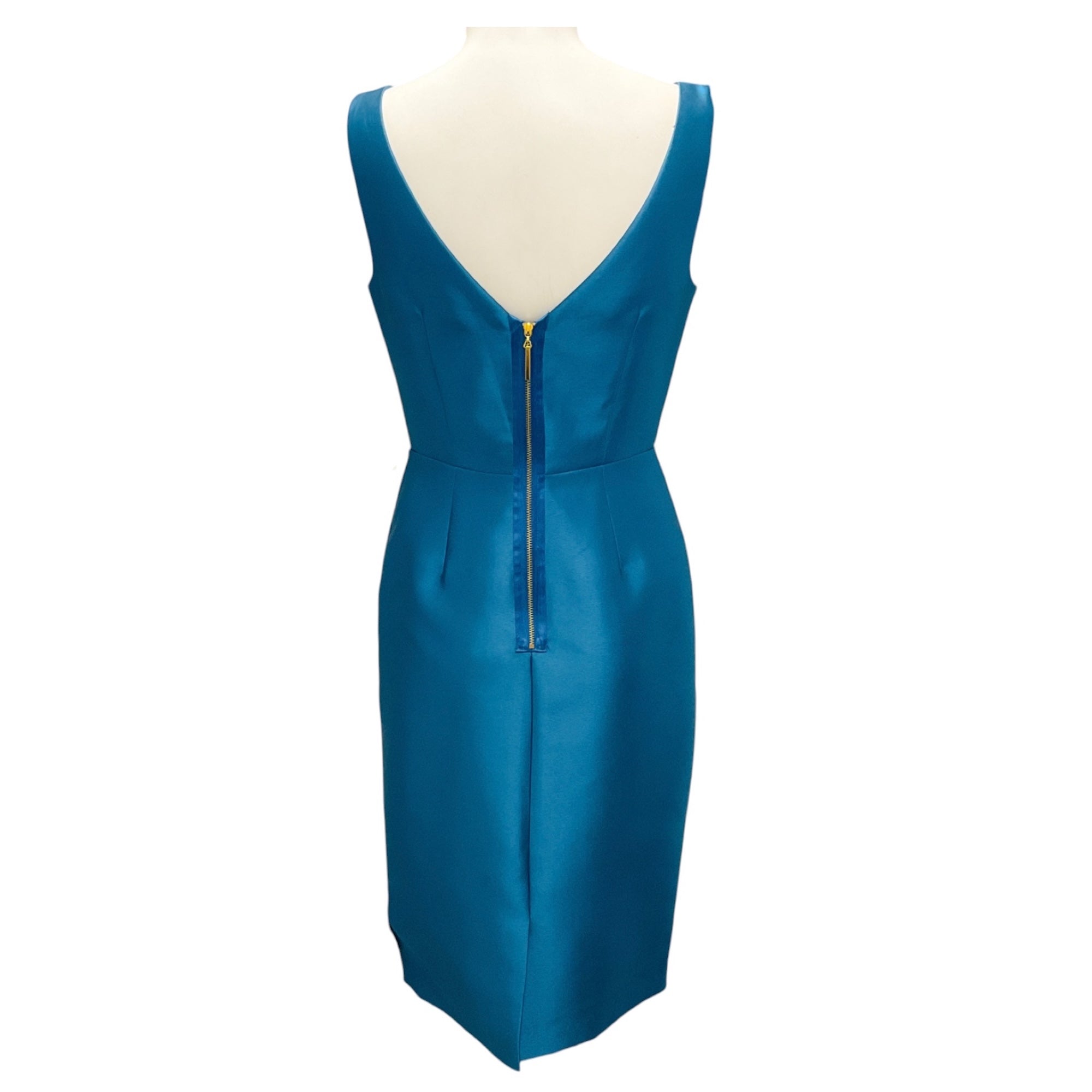 Badgley Mischka Aqua Marine Satin Cocktail Dress