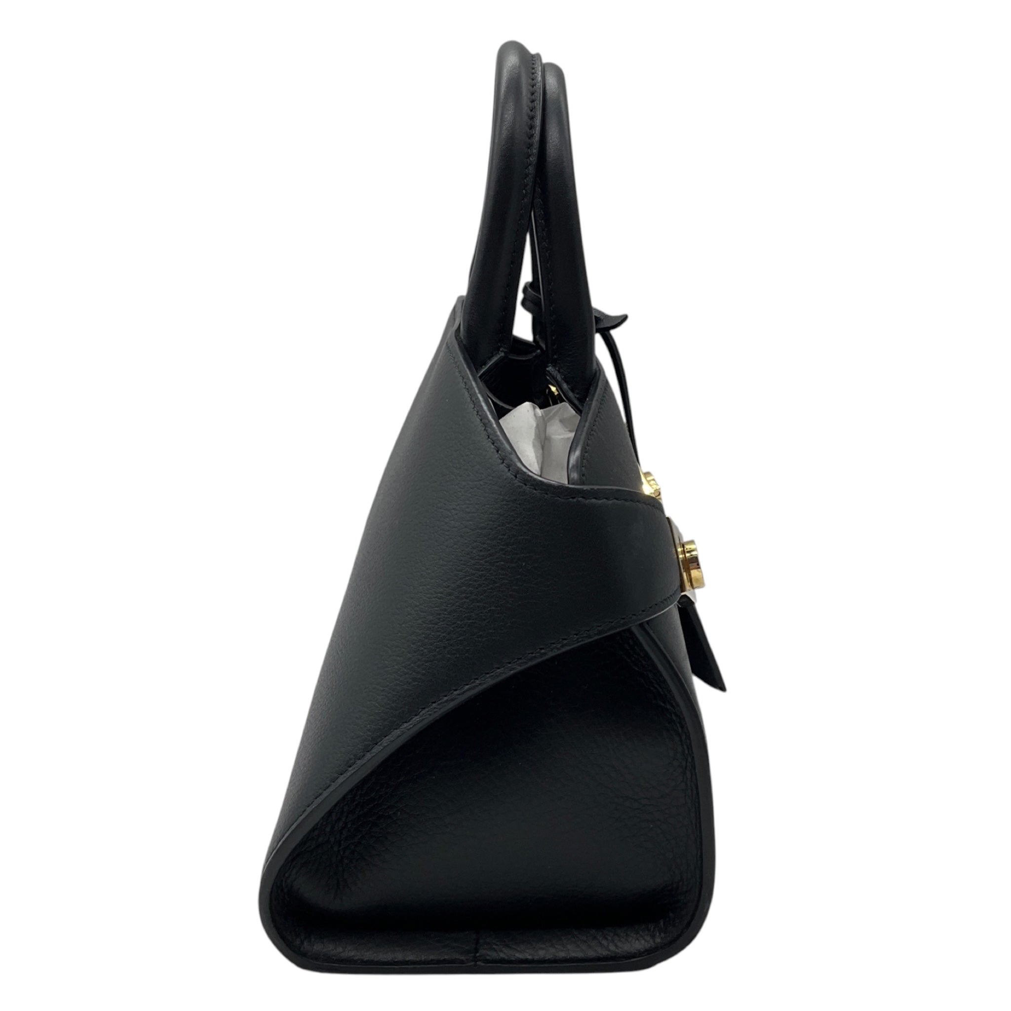 Ferragamo Black Calfskin Leather Hug Handbag