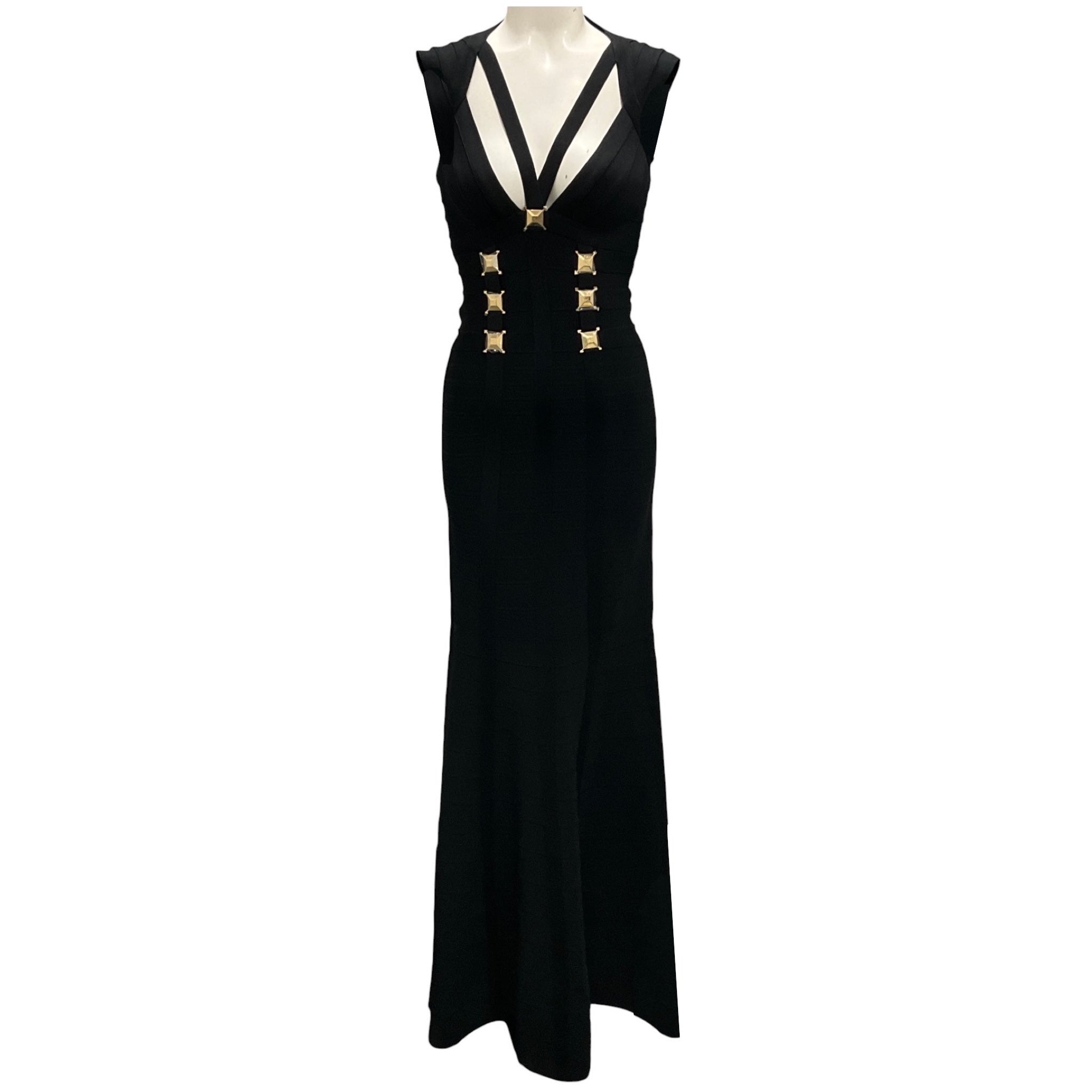 Herve Leger Black / Gold Hardware Eloni Bandage Gown