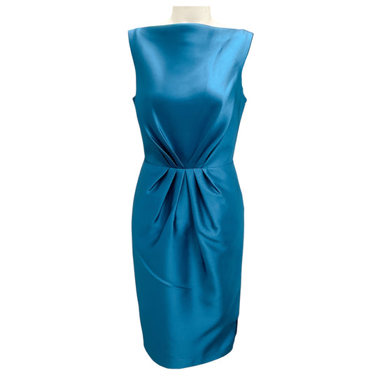 Badgley Mischka Aqua Marine Satin Cocktail Dress