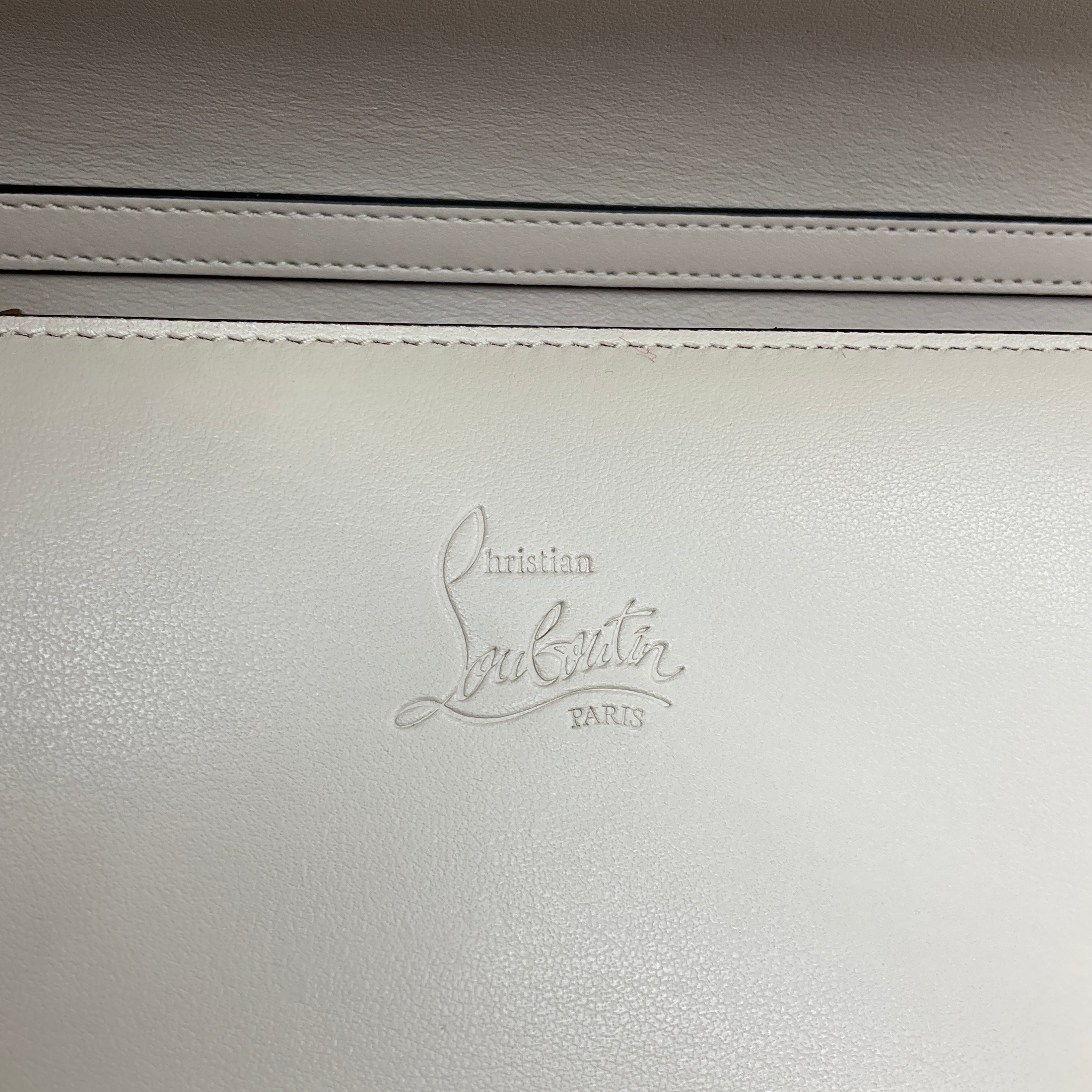 Christian Louboutin Beige Leather Spiked Paloma Clutch